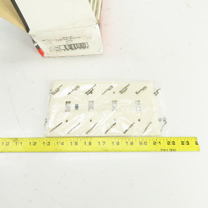 Pass & Seymour TP4-LA Light Almond Wall Plate 4 Toggle Switch Cover Lot Of 10