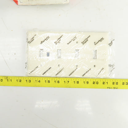 Pass & Seymour TP4-LA Light Almond Wall Plate 4 Toggle Switch Cover Lot Of 10