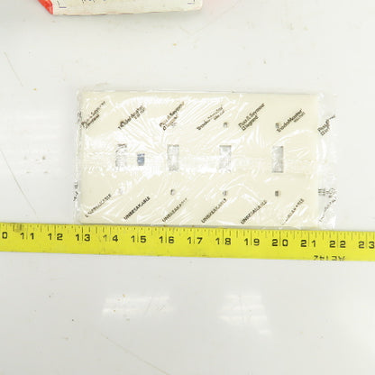 Pass & Seymour TP4-LA Light Almond Wall Plate 4 Toggle Switch Cover Lot Of 10