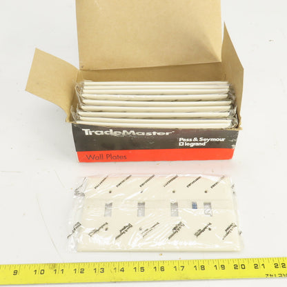 Pass & Seymour TP4-LA Light Almond Wall Plate 4 Toggle Switch Cover Lot Of 10