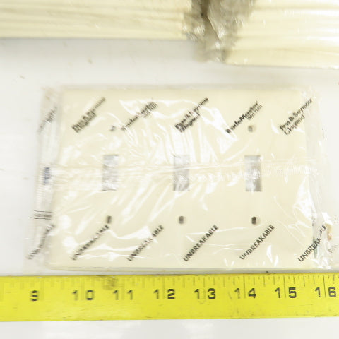 Pass & Seymour TP3-LA Light Almond Wall Plate 3 Toggle Switch Cover Lot Of 22