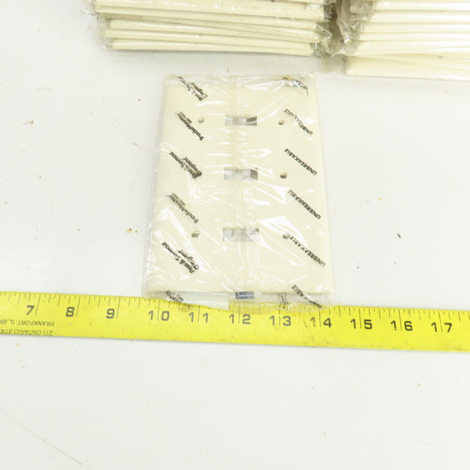 Pass & Seymour TP3-LA Light Almond Wall Plate 3 Toggle Switch Cover Lot Of 22