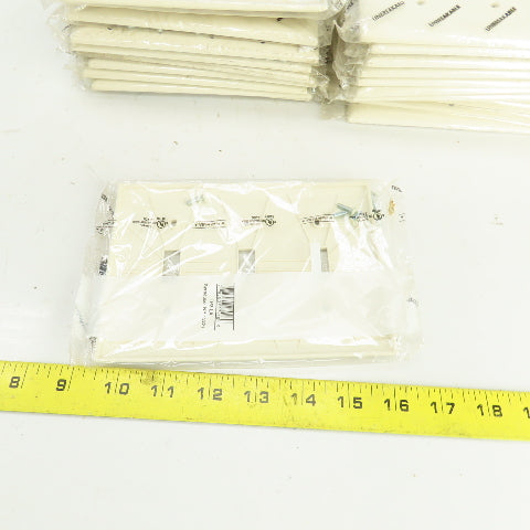 Pass & Seymour TP3-LA Light Almond Wall Plate 3 Toggle Switch Cover Lot Of 22