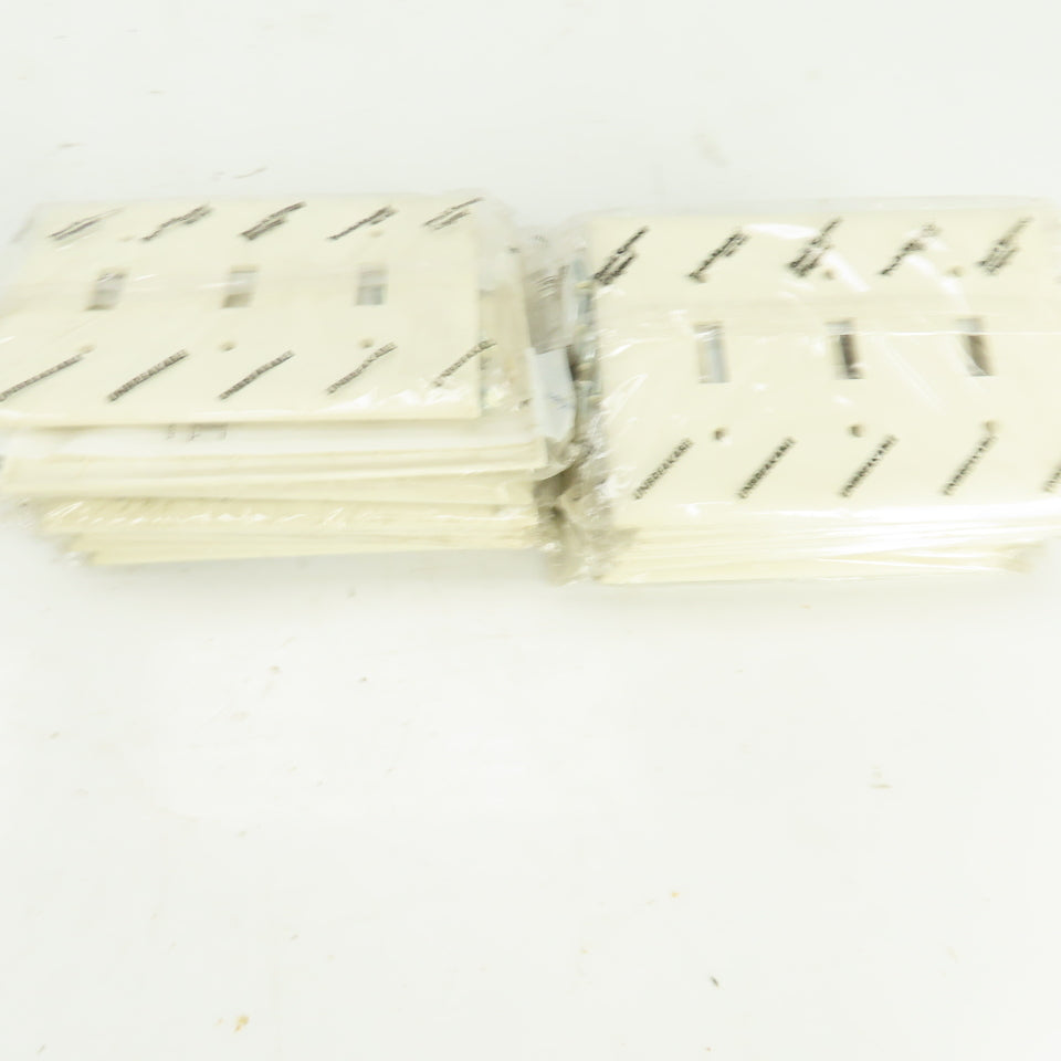 Pass & Seymour TP3-LA Light Almond Wall Plate 3 Toggle Switch Cover Lot Of 22