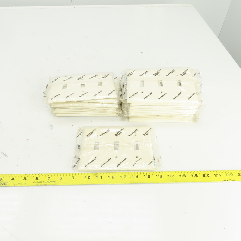 Pass & Seymour TP3-LA Light Almond Wall Plate 3 Toggle Switch Cover Lot Of 22