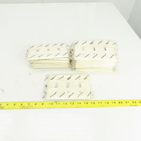 Pass & Seymour TP3-LA Light Almond Wall Plate 3 Toggle Switch Cover Lot Of 22