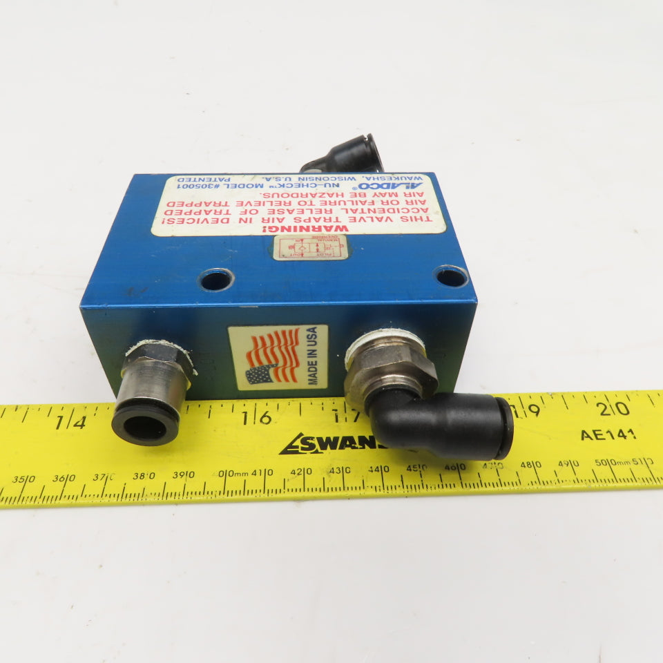 Aladco Nu-Check 305001 Pneumatic Check Manual Or Pilot Release 1/2" NPT