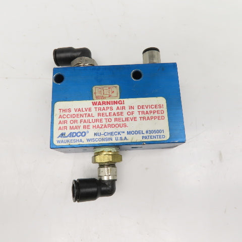 Aladco Nu-Check 305001 Pneumatic Check Manual Or Pilot Release 1/2" NPT