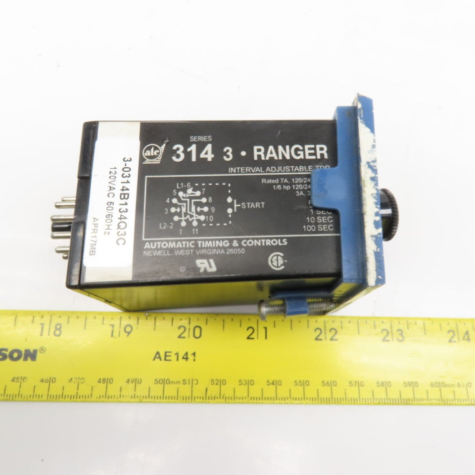 ATC 3-0314B134Q3C Timing Relay 120/240V Socket 1-100s