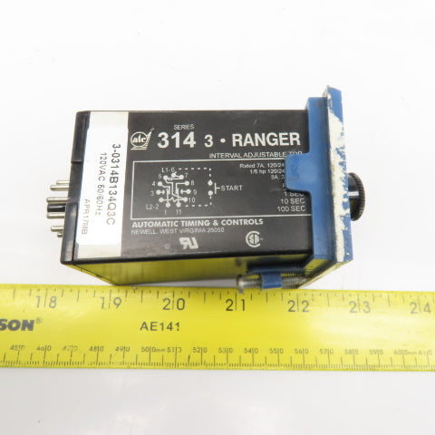 ATC 3-0314B134Q3C Timing Relay 120/240V Socket 1-100s