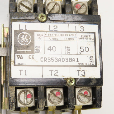 General Electric CR35AD3BA1 40/50A Contactor 3 Pole 120V Coil 3PH
