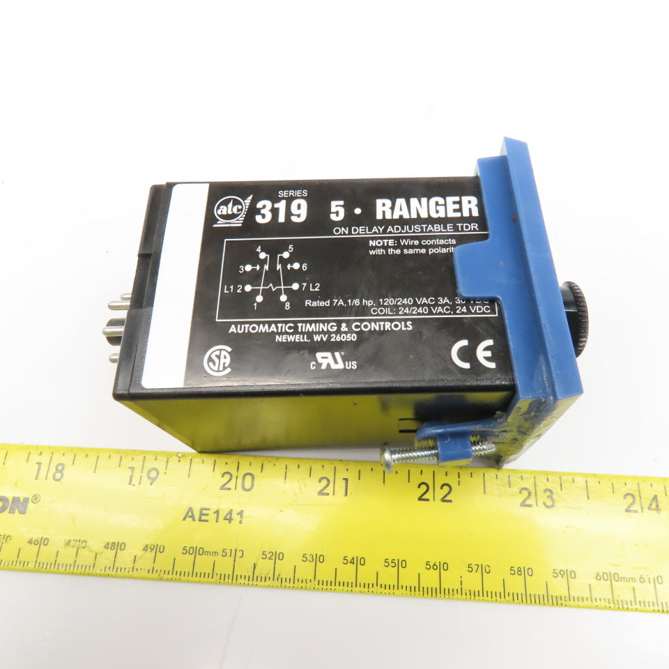 ATC 3-0319E030F1C Timing Relay On Delay 24-240VAC Or 24VDC Socket 1-100s