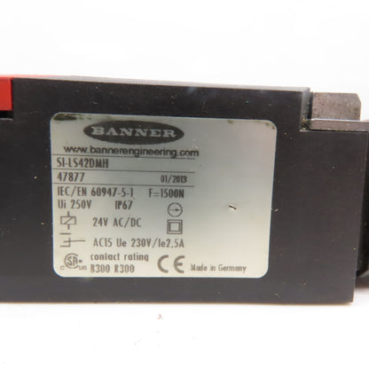Banner SI-LS42DMH 250V Safety Guard Gate Door Interlock Switch 24V AC/DC