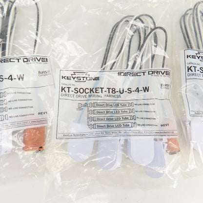 Keystone KT-SOCKET-T8-U-S-4-W 4 Lamp Direct Drive Wiring Harness Lot Of 6