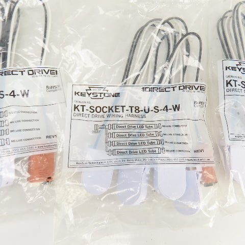 Keystone KT-SOCKET-T8-U-S-4-W 4 Lamp Direct Drive Wiring Harness Lot Of 6