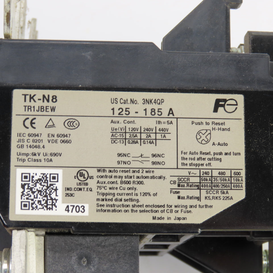 Fuji Electric 3NK4QP Thermal Overload Relay 125-185A Trip Range