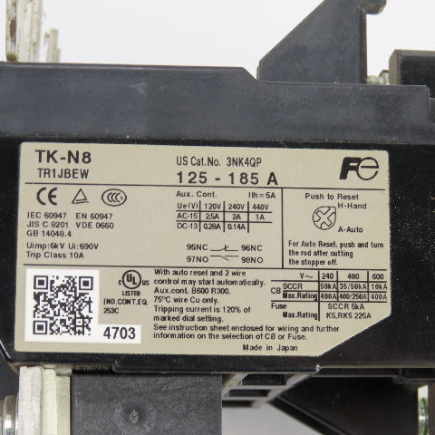 Fuji Electric 3NK4QP Thermal Overload Relay 125-185A Trip Range