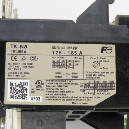 Fuji Electric 3NK4QP Thermal Overload Relay 125-185A Trip Range