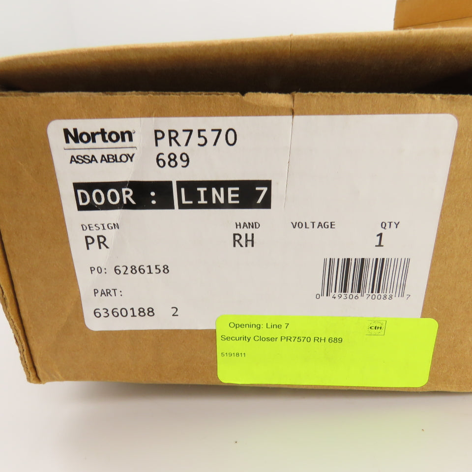 Norton Assa Abloy PR7570 689 RH Security Door Closer W/Parallel Rigid Arm