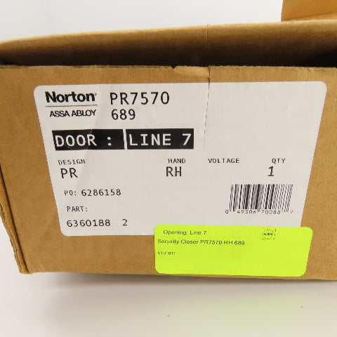 Norton Assa Abloy PR7570 689 RH Security Door Closer W/Parallel Rigid Arm