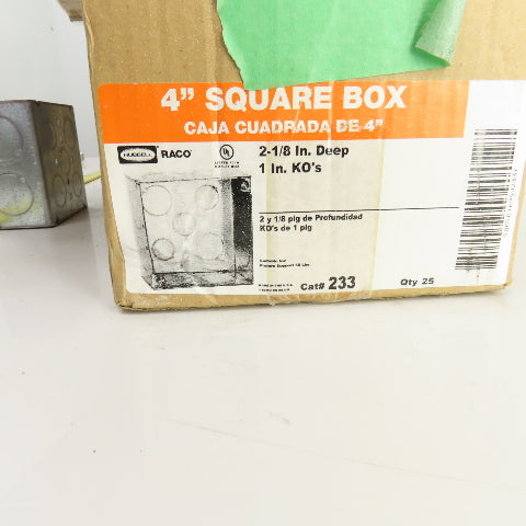 Raco 4" Square Galvanized Metal Electrical Box 2-1/8" Deep Lot Of 42
