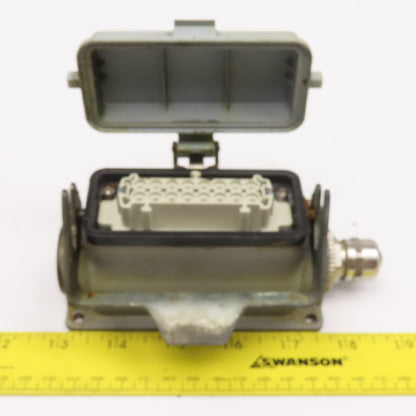 Harting Han-E16F 16A 380V 16 Position Female Mounting Bulk Head Connector Hood