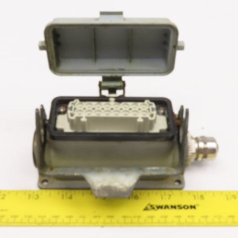 Harting Han-E16F 16A 380V 16 Position Female Mounting Bulk Head Connector Hood