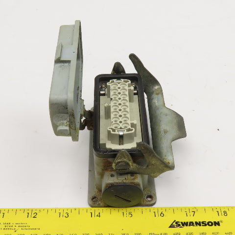 Harting Han-E16F 16A 380V 16 Position Female Mounting Bulk Head Connector Hood