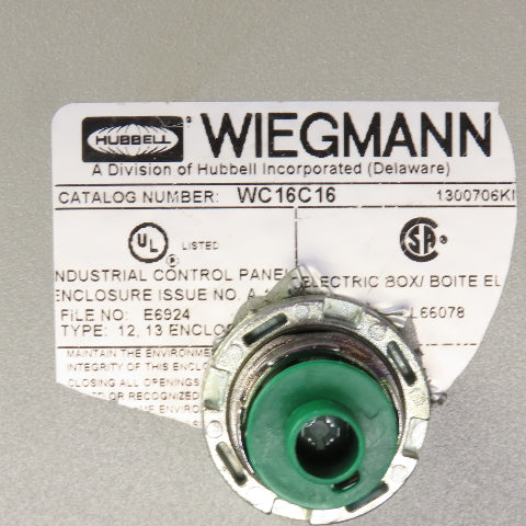 Weigmann WC16C16 16" x 16" Electrical Enclosure W/Sloped Top 10-1/4"x 8" Cutout