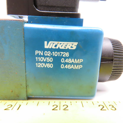 Vickers DG4V-3S 0A-M-U-B5-60 4/2 Way Spring Offset Single Solenoid Valve 120V