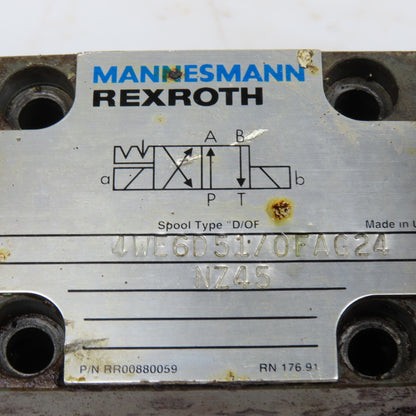 Rexroth 4WE6D51/0FAG24 4/2 Way Detent Double Solenoid Valve 24VDC Coil