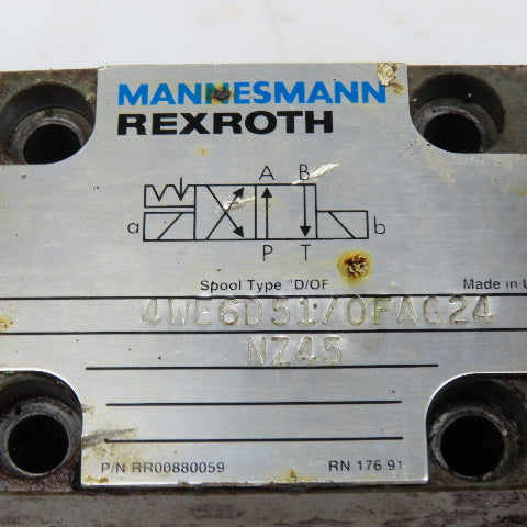 Rexroth 4WE6D51/0FAG24 4/2 Way Detent Double Solenoid Valve 24VDC Coil