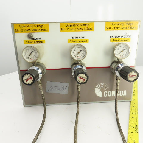 Concoa 6242112-01-001 3 Regulator Laser Gas Supply Panel 0-200PSI