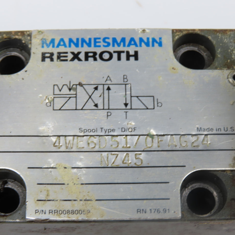 Rexroth 4WE6D5170FAG24 4/2 Way Hydraulic Solenoid Valve Detent 24VDC
