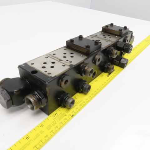 6 Valve Bank Steel Hydraulic Manifold D03 Size 2 Way 4 Port