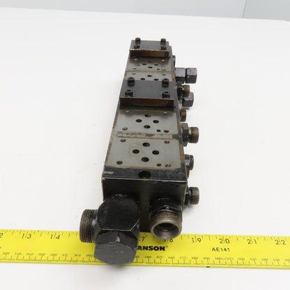6 Valve Bank Steel Hydraulic Manifold D03 Size 2 Way 4 Port