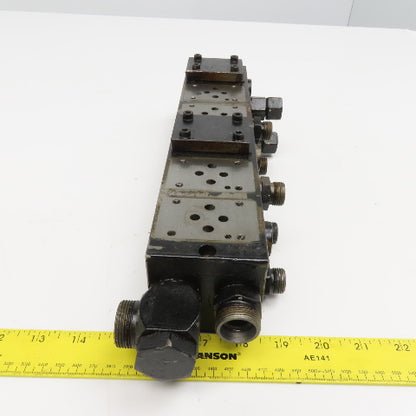 6 Valve Bank Steel Hydraulic Manifold D03 Size 2 Way 4 Port
