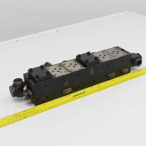 6 Valve Bank Steel Hydraulic Manifold D03 Size 2 Way 4 Port