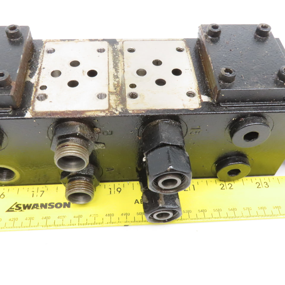 6 Valve Bank Steel Hydraulic Manifold D03 Size 2 Way 4 Port
