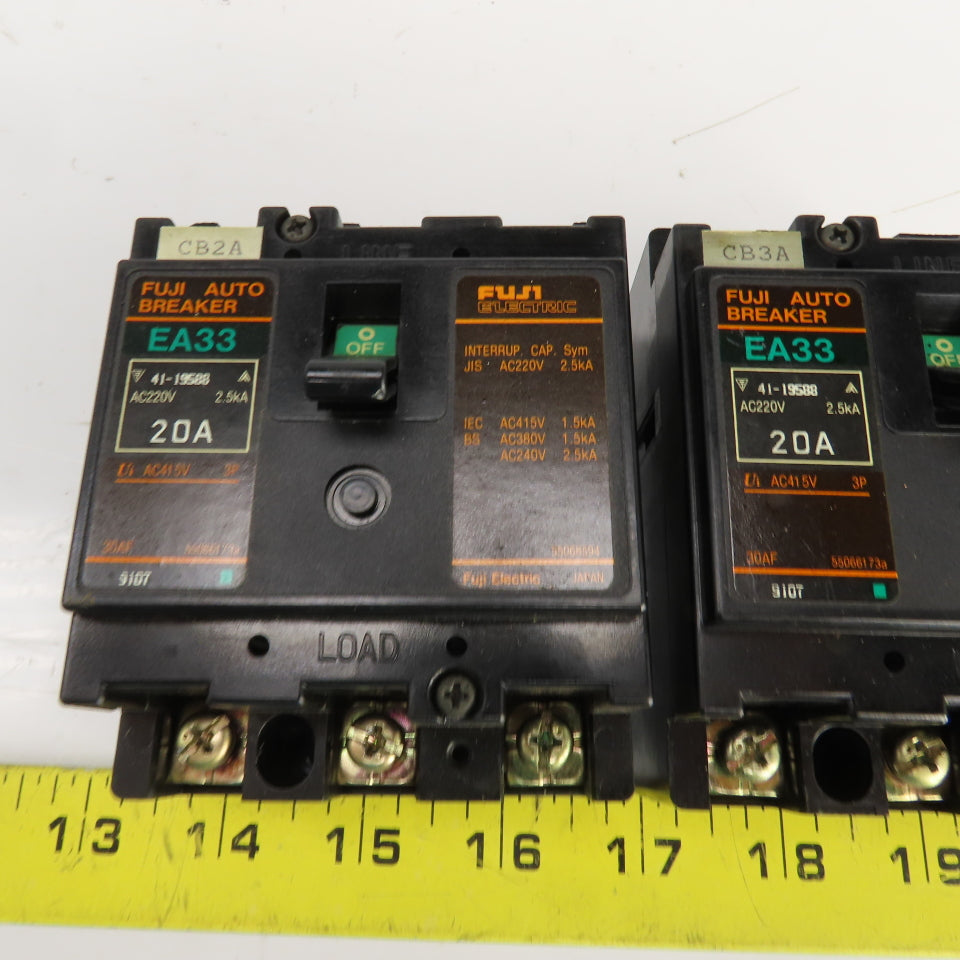 Fuji EA33 Auto Breaker 3 Pole (2) 20A (1) 30A Lot Of 3