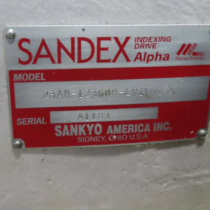 Sankyo 23AR Rotary Indexer 400VAC Servo 360° With Torque Limiter 555mm 22" Table