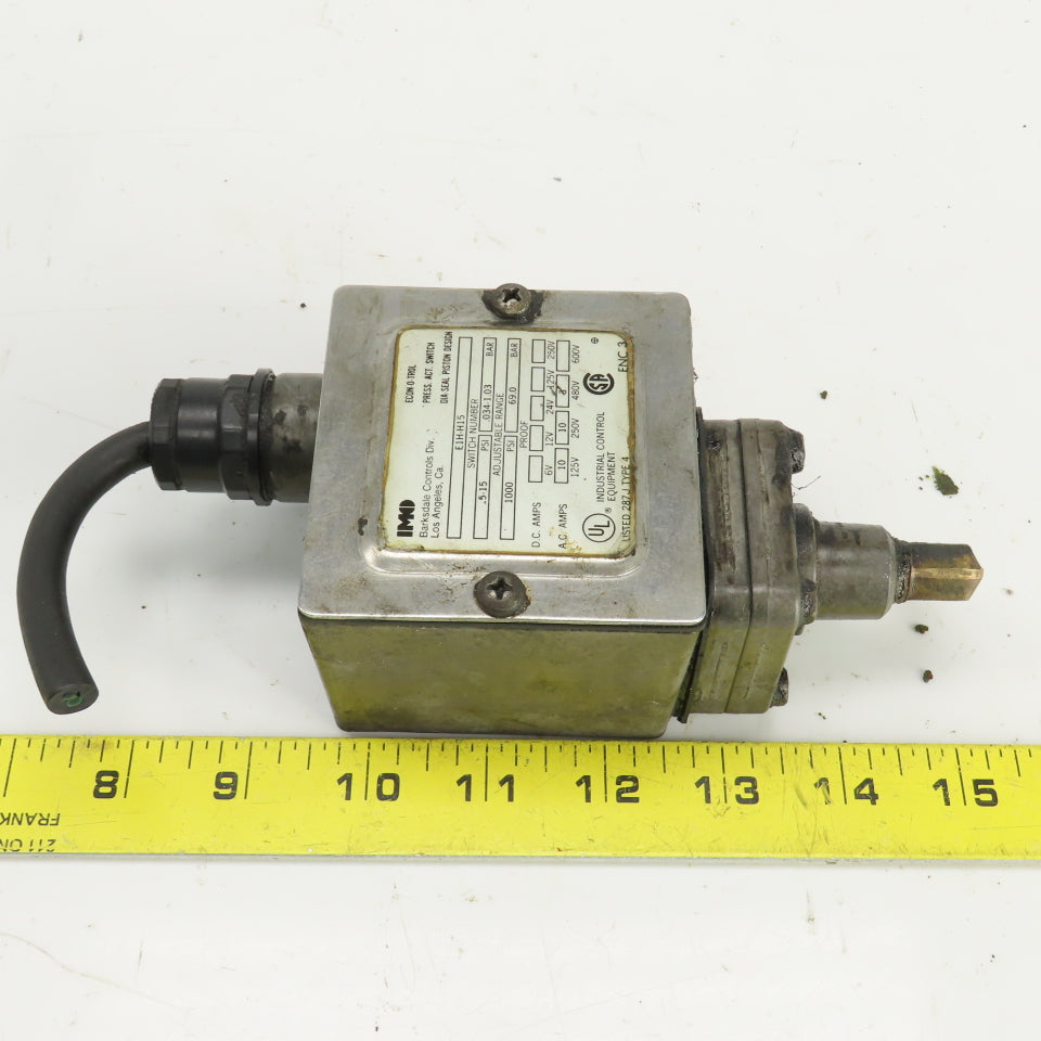 Barksdale E1H-H15 Adjustable Range Pressure Switch 5-15PSI 125-600VAC 6-250VDC