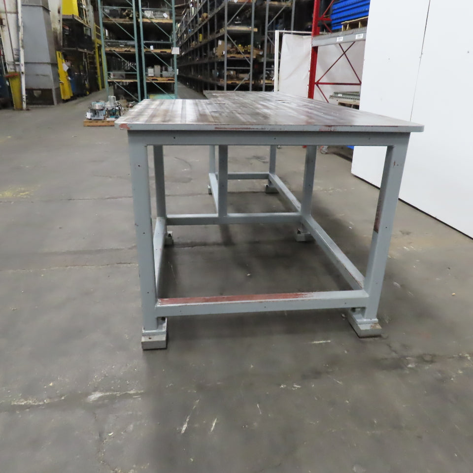119-3/4" x 56" Steel Ground Top Machine Jig Base 1" Thick W/ Cutout See Photos