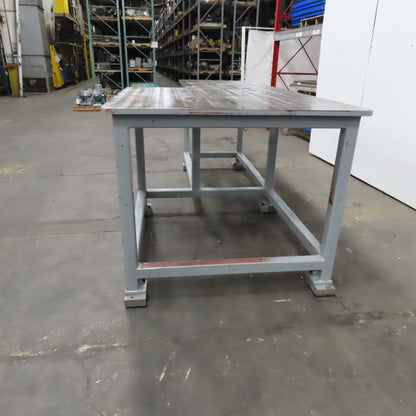 119-3/4" x 56" Steel Ground Top Machine Jig Base 1" Thick W/ Cutout See Photos