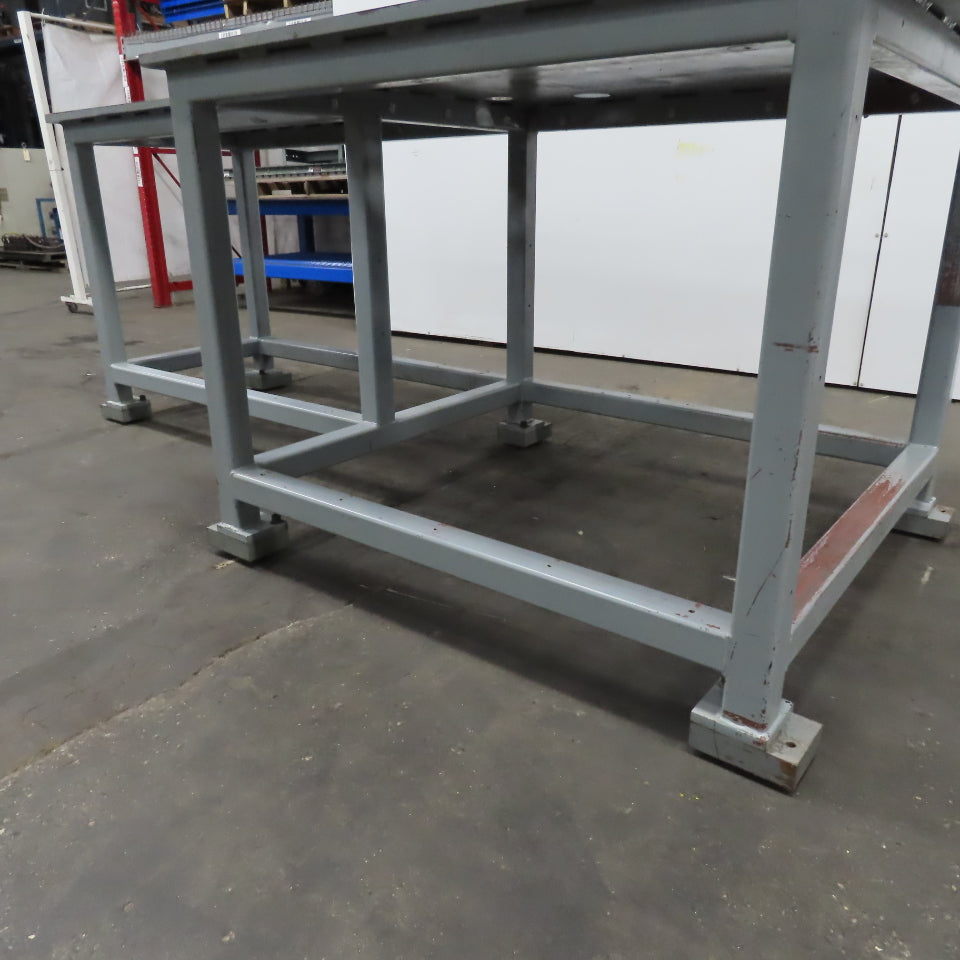 119-3/4" x 56" Steel Ground Top Machine Jig Base 1" Thick W/ Cutout See Photos