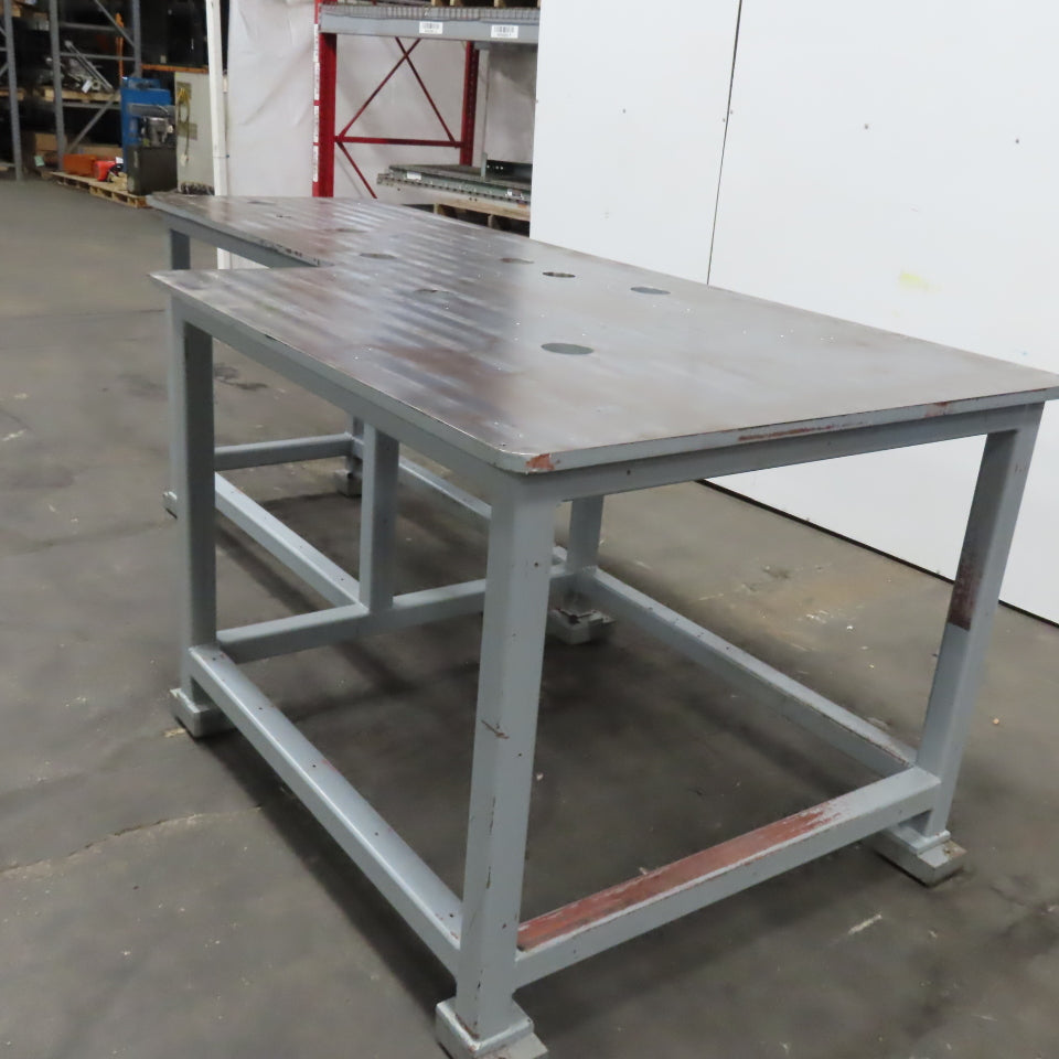 119-3/4" x 56" Steel Ground Top Machine Jig Base 1" Thick W/ Cutout See Photos