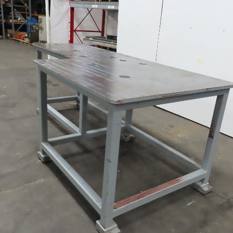 119-3/4" x 56" Steel Ground Top Machine Jig Base 1" Thick W/ Cutout See Photos