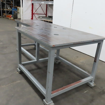 119-3/4" x 56" Steel Ground Top Machine Jig Base 1" Thick W/ Cutout See Photos