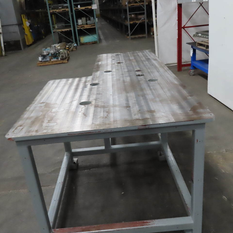 119-3/4" x 56" Steel Ground Top Machine Jig Base 1" Thick W/ Cutout See Photos