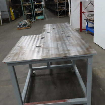 119-3/4" x 56" Steel Ground Top Machine Jig Base 1" Thick W/ Cutout See Photos